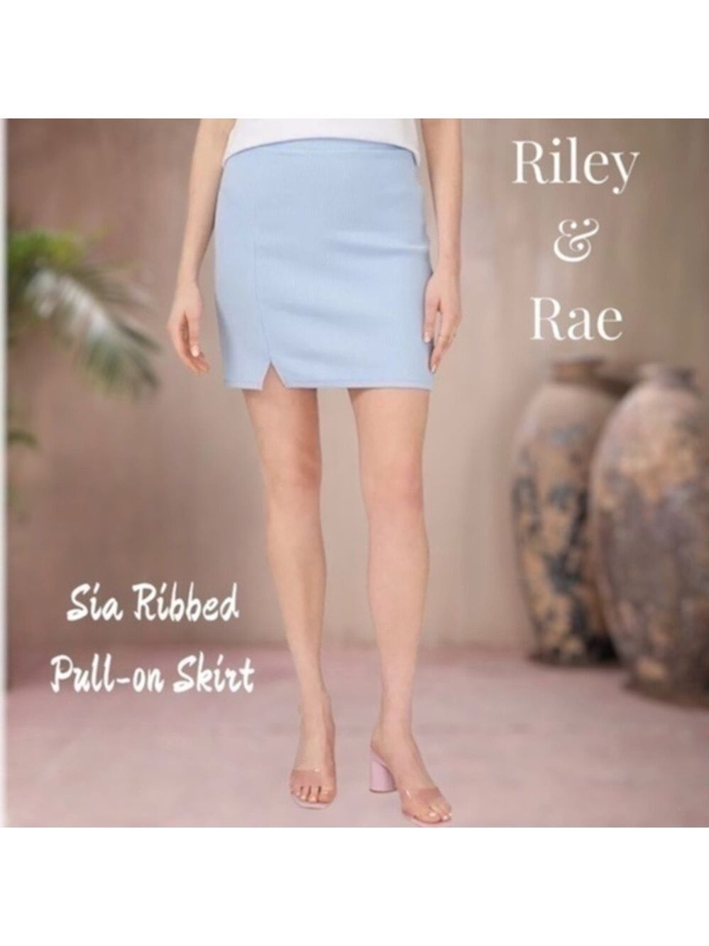 RILEY & RAE Sia Stretch-Cotton Ribbed Pull-On Fitted MiniSkirt